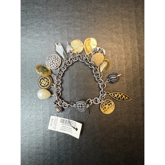 Chico's Charm Bracelet Faux Pearl Gold Tone Magnetic Closure NWT - Picture 5 of 6